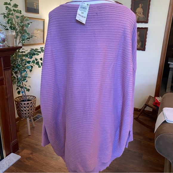 JM Collection • Lavender & Gold Sequin Stripe Sweater • Plus Size 3X NWT - Picture 5 of 7